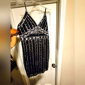 Elegant Black and Silver Sequin Dress